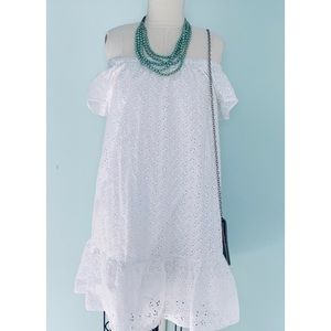 Crown and Ivy White Eyelet Off-Shoulder Dress M